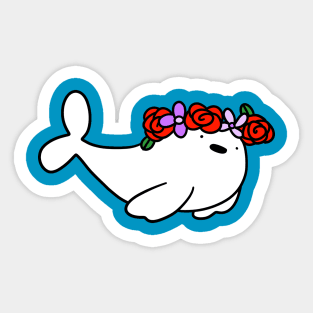 Flower Crown Baby Harp Seal Sticker